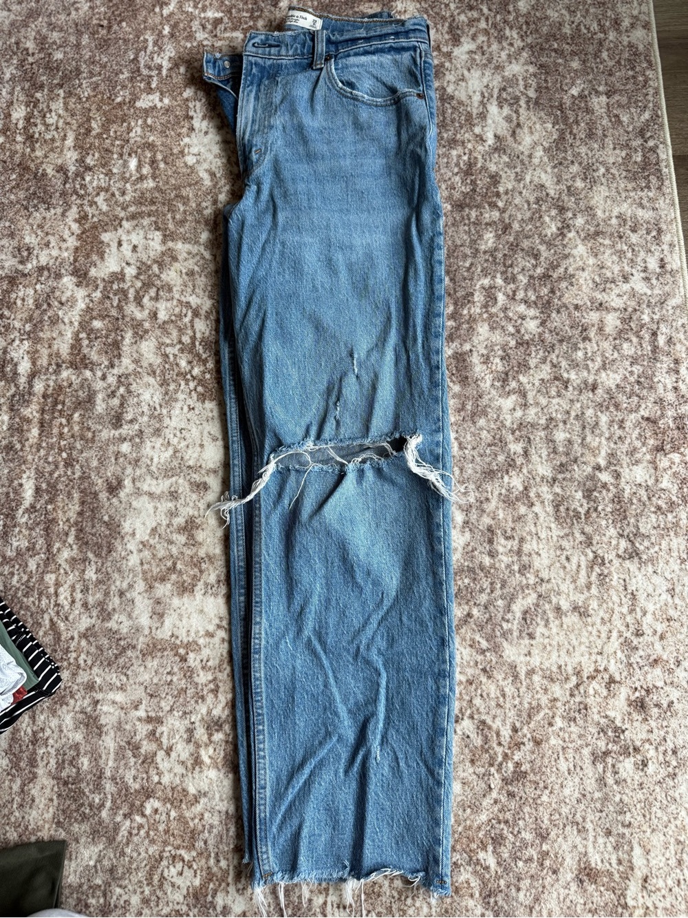 Abercrombie & Fitch Light Blue Straight Leg Distressed Jeans